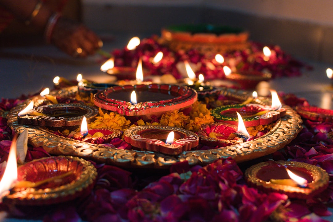 Navratri puja diyas and flowers for Shardiya Navratri 2026