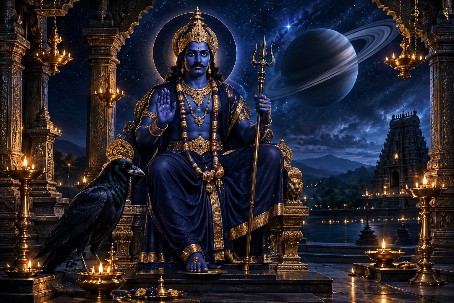 Shani Dev and Sade Sati 2026 devotional illustration